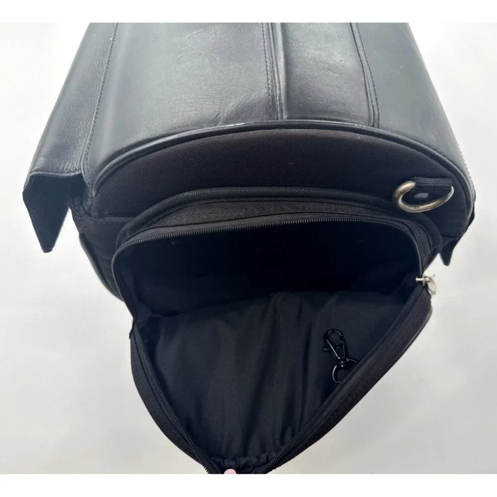 Kuryakyn Black Leather Motorcycle Tour Trunk Roll Bag Hard Case 4142 No Strap